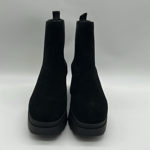 2266- Calvin Klein Jeans Black Platform Suede Ankle Boots Size 7 - Picture 4 of 11